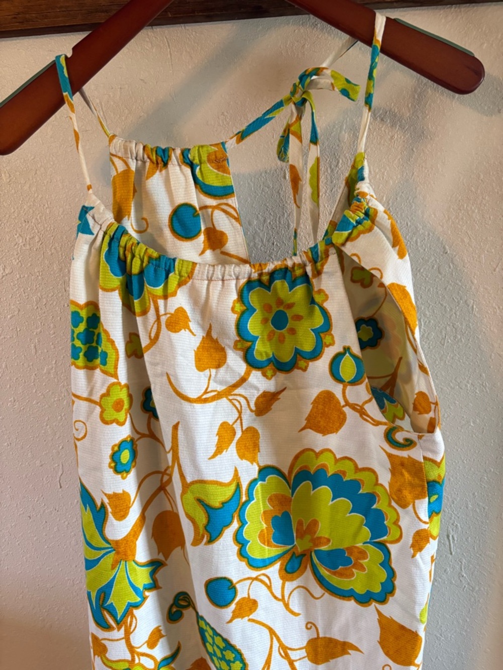 ANDRADE White Maxi Dress with Blue, Green and Gold Floral Print - Picture 8 of 10